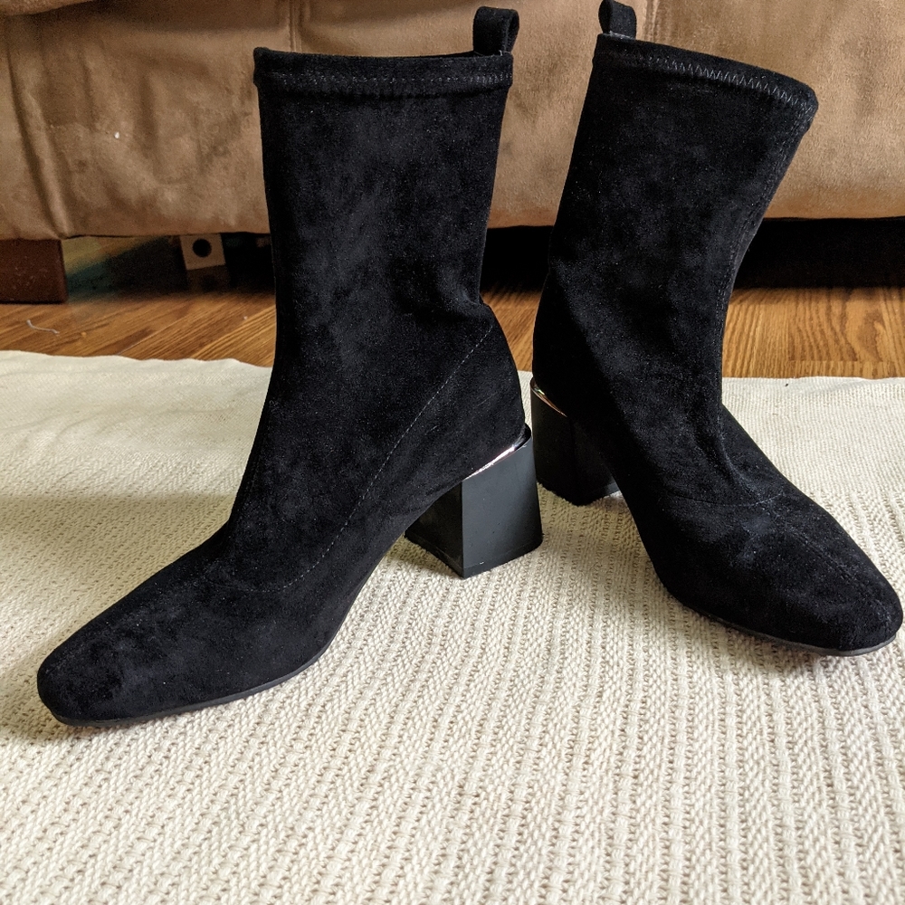 Black Velvet heel sock booties